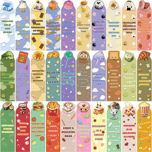 跨境英文bookmark卡通食物书签简约手帐素材DIY文艺创意纸质