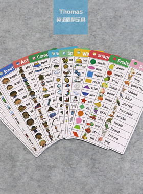 跨境英文启蒙Flashcard单词卡片天气动物星期蔬菜月份学校多主题