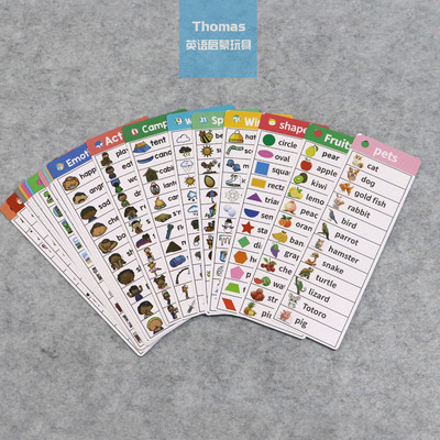 跨境英文启蒙Flashcard单词卡片天气动物星期蔬菜月份学校多主题