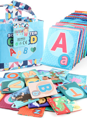 跨境英语启蒙Flashcard字母动物幼儿软卡片布书撕不烂早教玩具