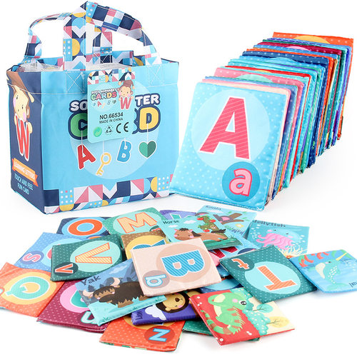 跨境英语启蒙Flashcard字母动物幼儿软卡片布书撕不烂早教玩具