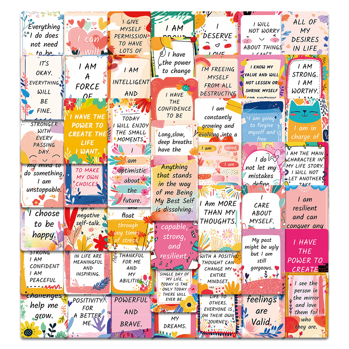 跨境英文激励文字手写卡留言卡卡通正能量明信片简约勇敢鼓励