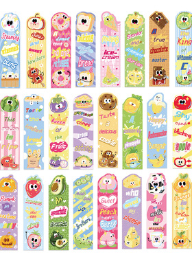 跨境英文bookmark卡通食物书签简约手帐DIY素材ins文艺阅读纸质