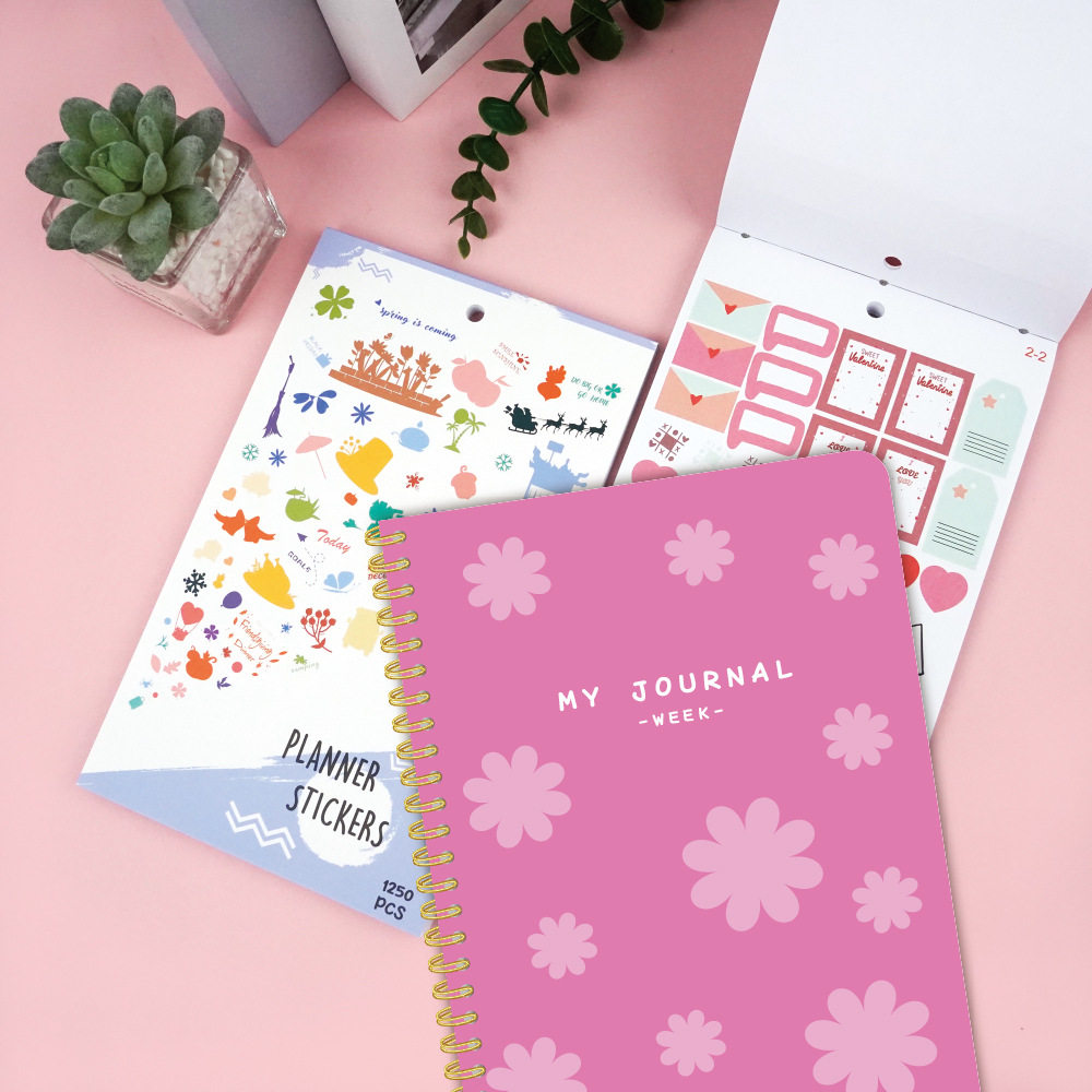 跨境英文周计划日记本weekly planner全年规划记事手账贴纸套装