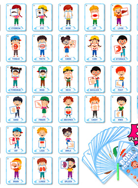 跨境英语启蒙Flashcard身体闪卡五官Body认知儿童教具闪卡教育卡