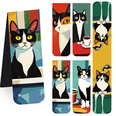 跨境磁性bookmark书签趣味猫咪系列阅读书页标签夹礼物