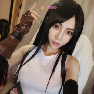 萌香家 最终幻想7 蒂法 名濑美月 80CM黑发 COSPLAY假发 现货