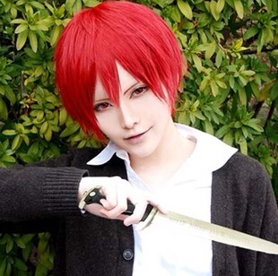 萌香家cosplay假发 暗杀教室 赤羽业 红辣椒大红色短发  动漫