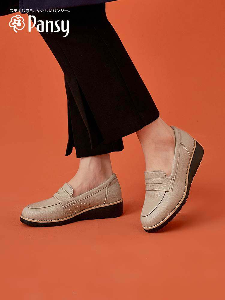 Pansy日本女鞋日系简约上班通勤女士皮鞋轻便舒适不累脚女1舒适鞋