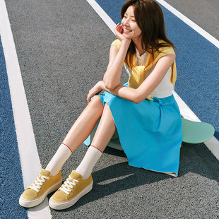 Pansy盼喜女鞋 春4226 一脚蹬透气舒适厚底渔夫板鞋