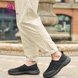 Pansy一脚蹬男鞋黑色休闲鞋早秋秋季运动男士上班百搭舒适鞋