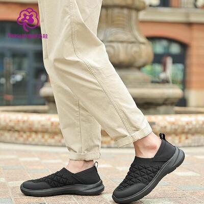 Pansy一脚蹬男鞋黑色休闲鞋早秋秋季运动男士上班百搭舒适鞋