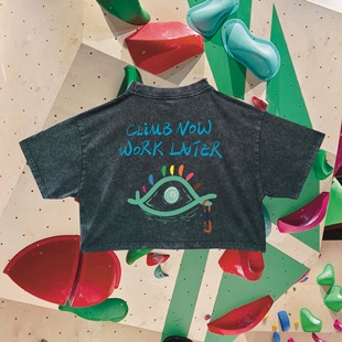 女生短款 Climb later Work 纯棉运动宽松原创设计攀岩体恤t恤 now