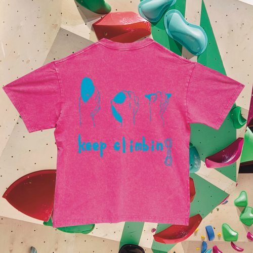 Keep Climbing 水洗做旧纯棉柔软宽松原创设计攀岩健身体恤t恤