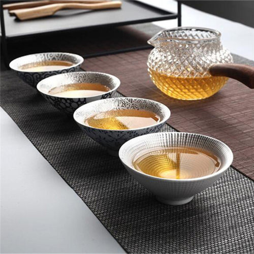 艾芳贝儿陶瓷茶杯内镶银功夫茶杯浅浮雕鎏银斗笠品杯主人杯个人杯