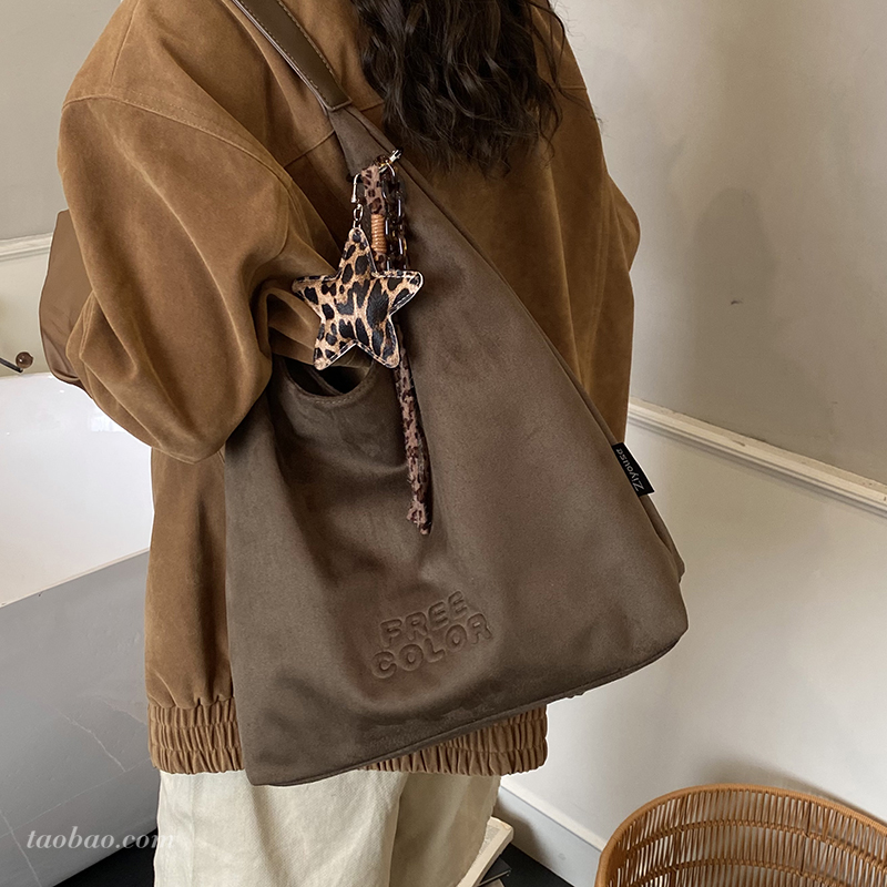 麂皮绒复古包包单肩托特包