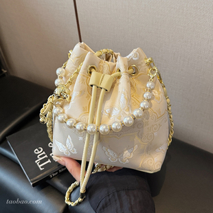 古风汉服包 百搭链条斜挎包新中式 超火小众刺绣包包女2025新款 夏季