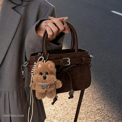 复古麂皮绒大容量单肩包