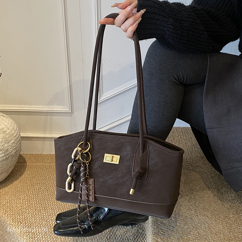 简约高级感麂皮绒托特包