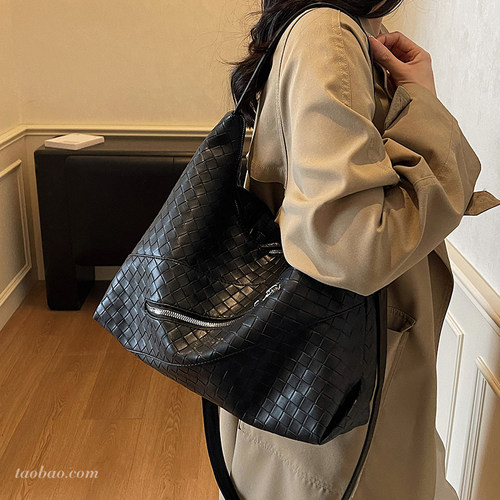 高级感编织托特包女大容量