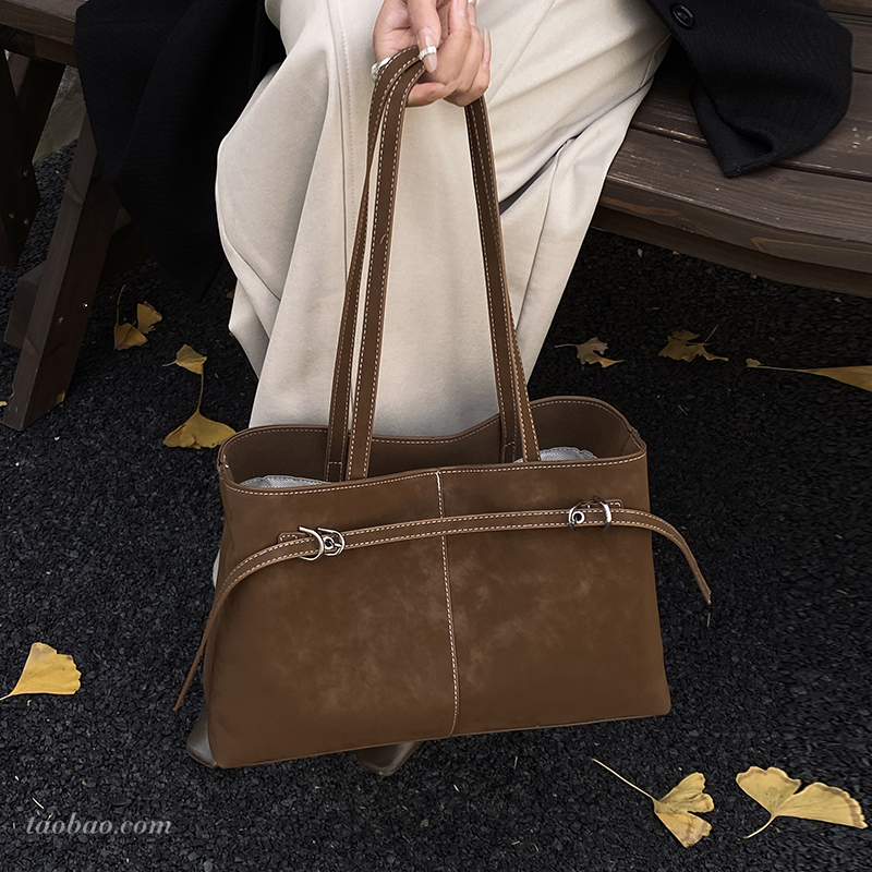 复古麂皮磨砂大容量托特包