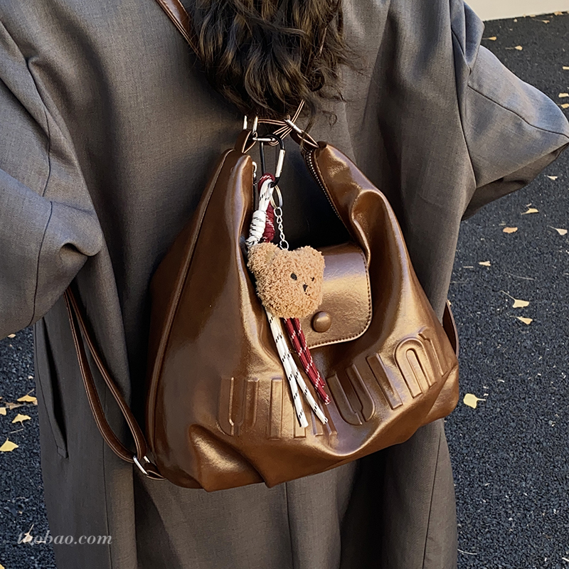 复古大容量托特包通勤双肩包