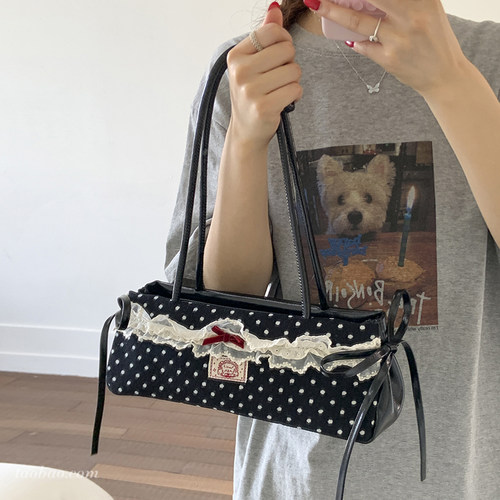 超火小众波点包包女式2026新款时尚百搭单肩腋下包精致手提小拎包