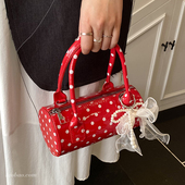 精致迷你百搭斜挎包爆款 超火小众波点包包女式 2025新款 手提圆筒包