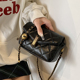 菱格链条小包包女2025新款 秋冬复古通勤包棕色斜挎包时尚 棕色小包