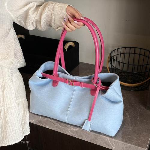 复古大容量撞色包包女式2025