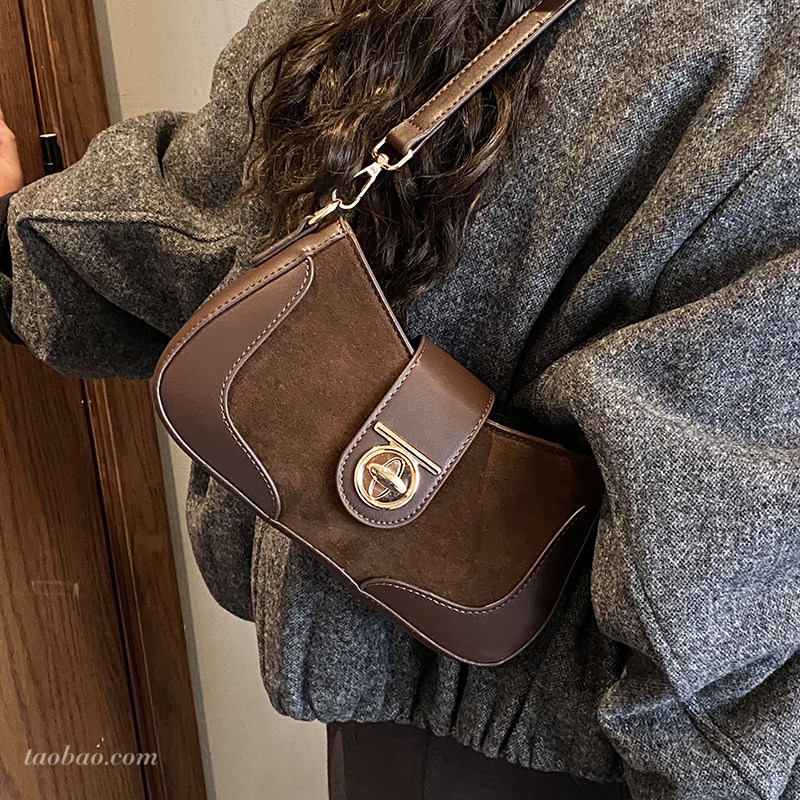 秋冬季复古美拉德棕色小包包女2025新款时尚百搭斜挎包单肩腋下包,箱包皮具/热销女包/男包,通用款女包,淘宝优惠券,粉丝福利购,淘宝优惠卷