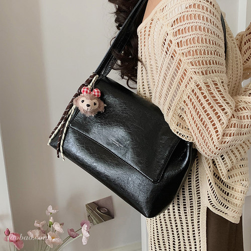 复古大容量通勤单肩托特包