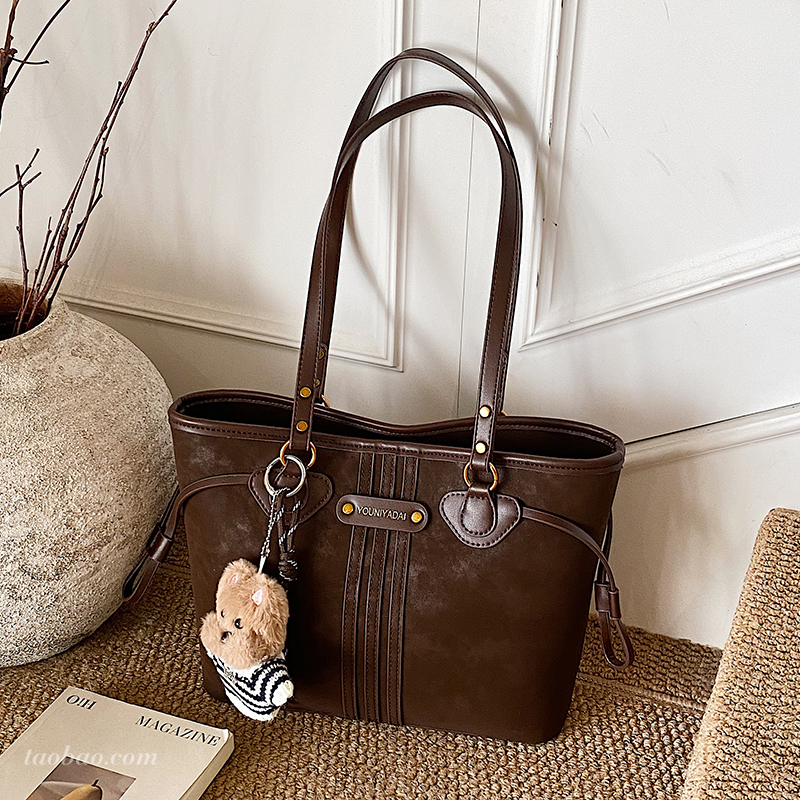 简约高级感麂皮绒托特包