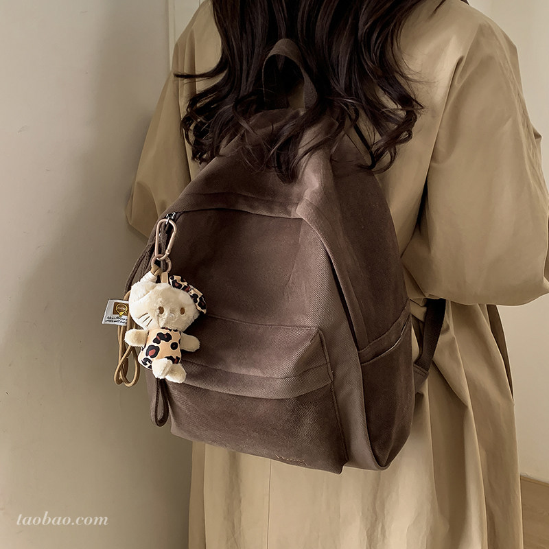 简约大容量尼龙布女双肩包2025新款通勤后背包学院风学生上课书包