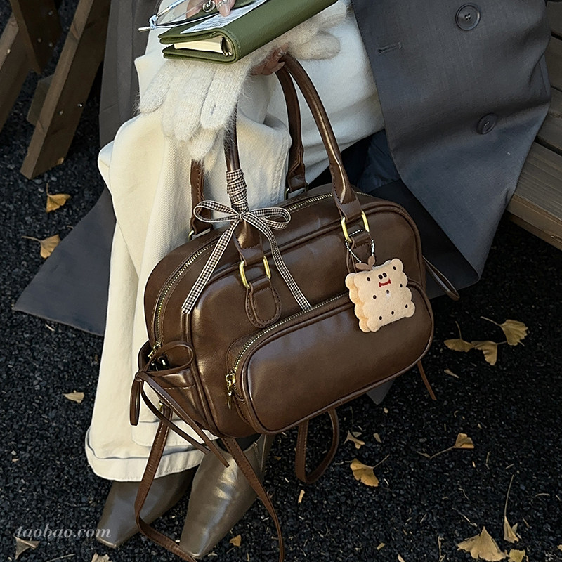 高级感复古大容量包包女2025新款通勤百搭双肩后背包手提波士顿包,箱包皮具/热销女包/男包,通用款女包,淘宝优惠券,粉丝福利购,淘宝优惠卷