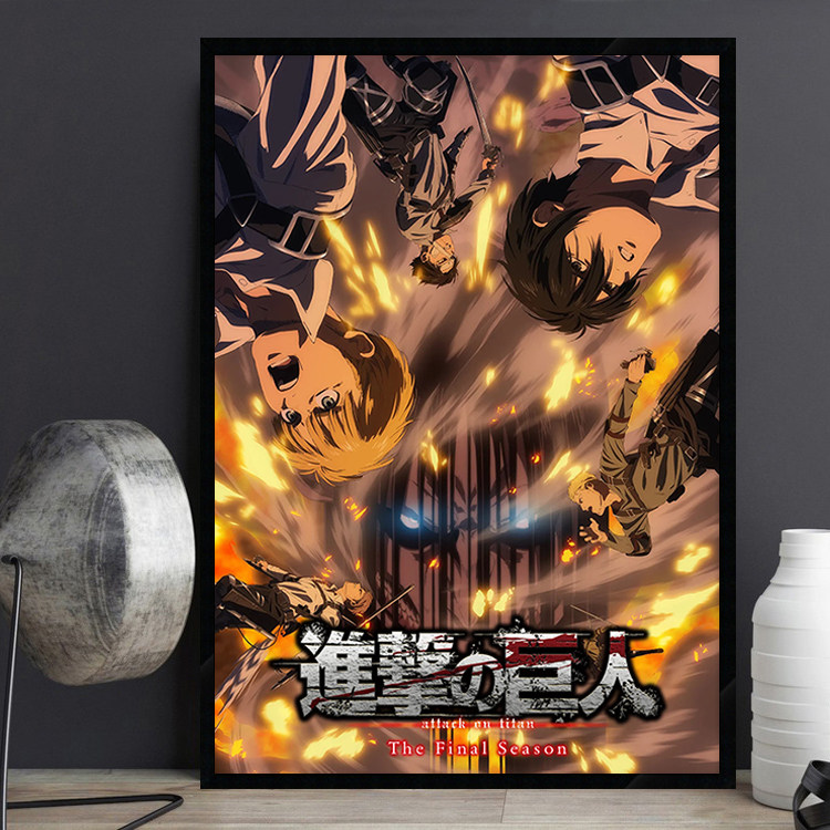 进击的巨人 日本动漫卡通电影海报装饰画日式风格料理店挂画墙画