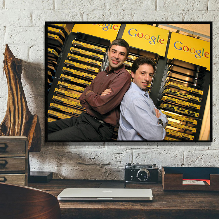 larry page sergey brin 拉里佩奇谢尔盖布林企业家名人书房挂画