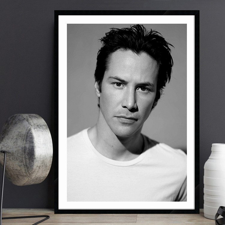 Keanu Reeves 基努·里维斯 欧美明星海报酒吧餐厅黑白复古装饰画