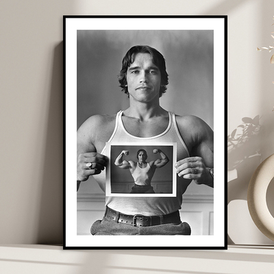 施瓦辛格海报黑白健身房挂画