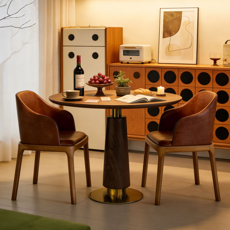 中古轻奢实木洽谈桌椅组合简约现代小户型家用阳台休闲桌天尺圆桌