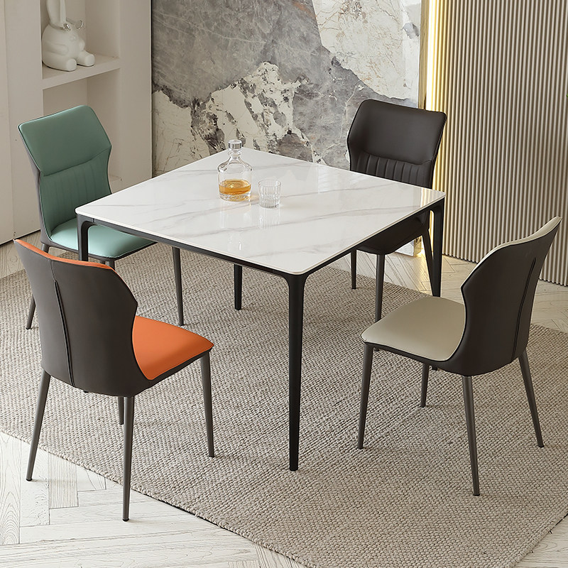 岩板餐桌小户型正方形桌椅组合会客接待洽谈桌轻奢家用休闲小方桌