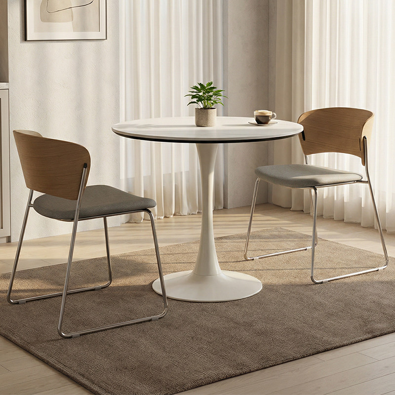 岩板全托小圆桌会客接待洽谈桌椅组合咖啡桌阳台三件套休闲餐桌子