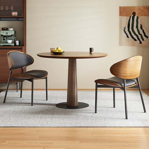 【胡桃色木实木餐桌椅】质保五年