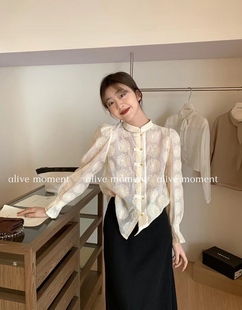 国风盘扣蕾丝刺绣衬衫 ALIVE温柔新中式 女早春新款 小众设计感上衣