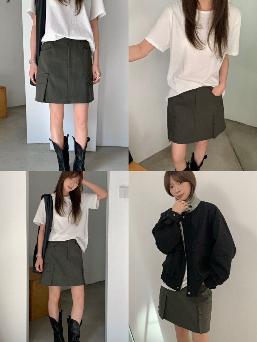 正价159春上新FEIDING韩系休闲风实用口袋设计工装半身裙A字短裙