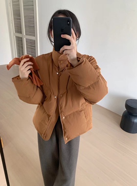 吉姆姐姐 aboutmoon复活款 小个子温柔风立领百搭净色短款羽绒服