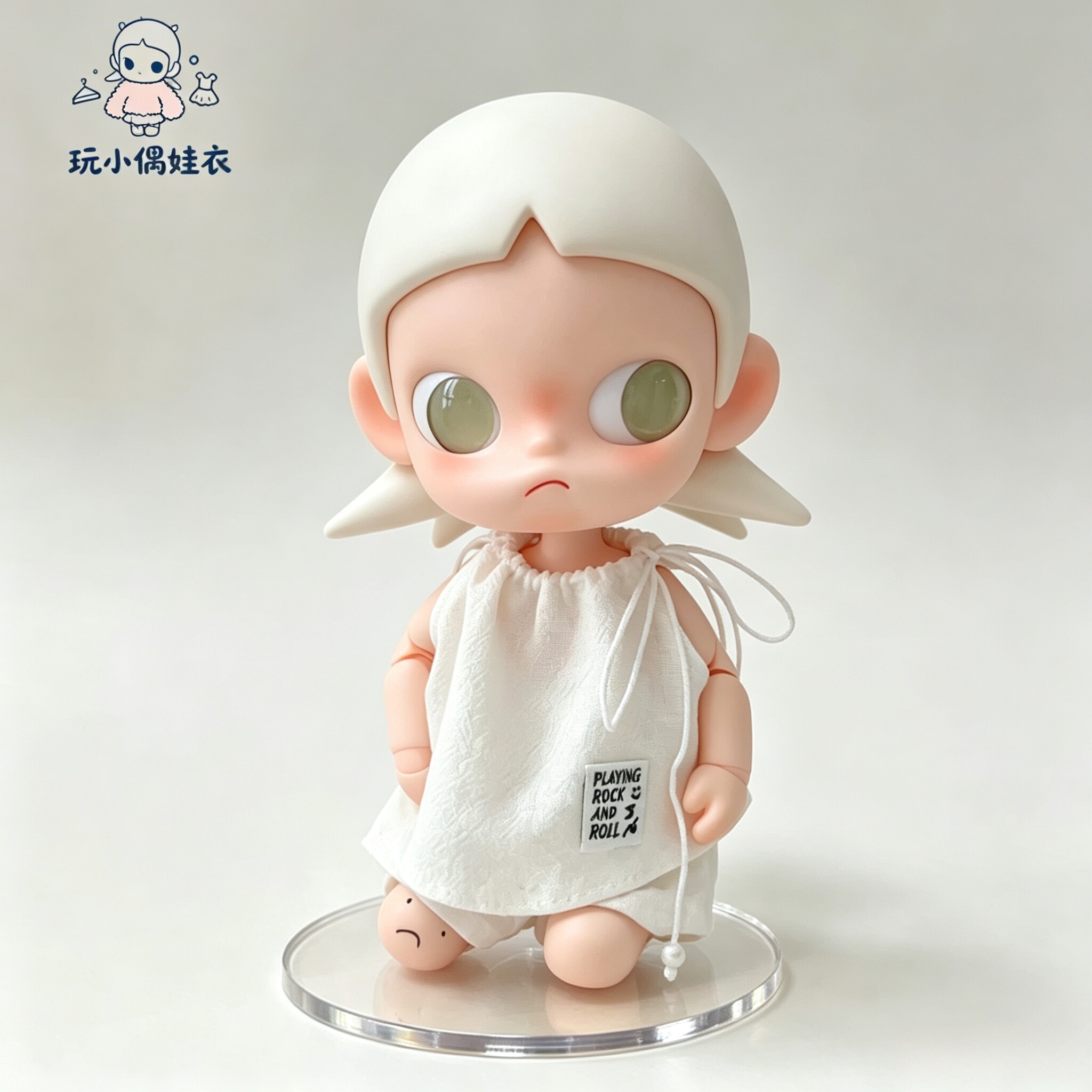 姜饼人可动娃衣棉麻背心裙裤套装