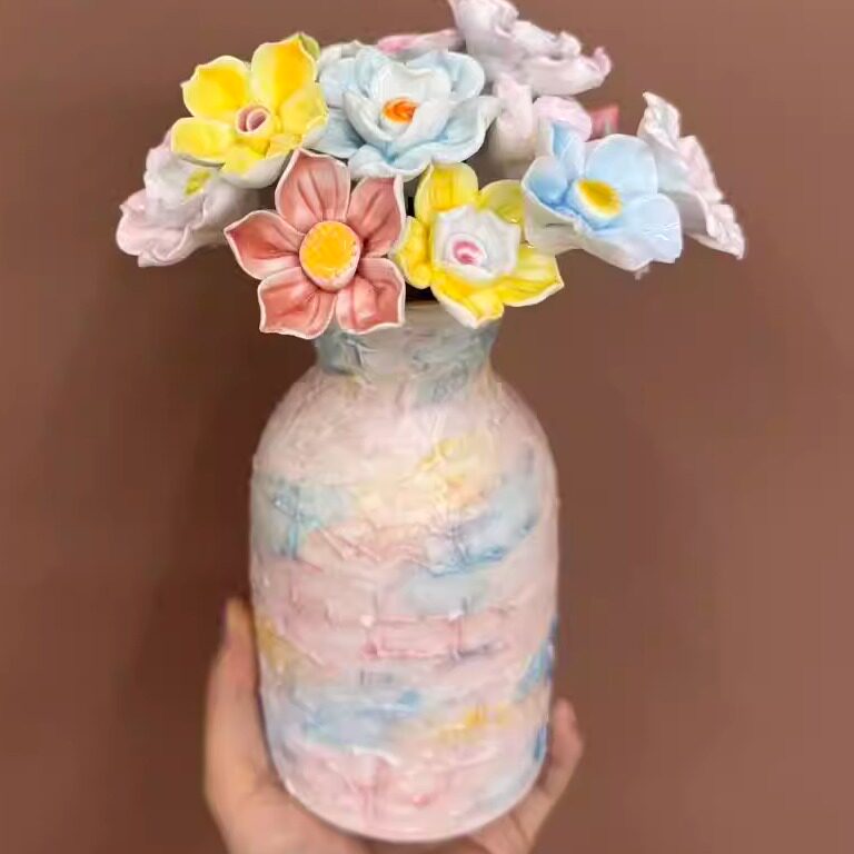 景德镇陶瓷花瓶马卡色家居装饰品冰淇淋花器陶瓷永生花酒店摆设