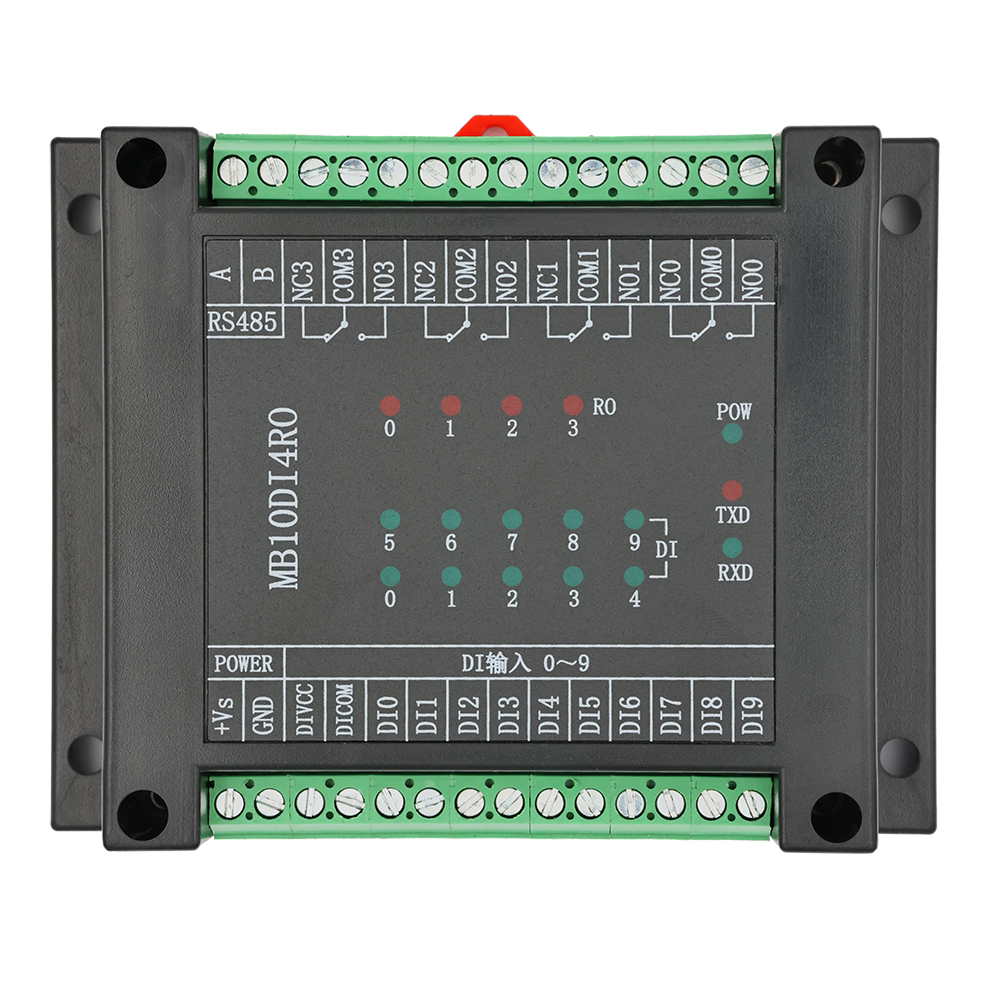 开关量输入输出10路开入4路继电器输出模块 RS485 MODBUS-RTU通讯