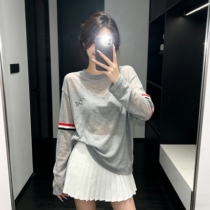 学院风刺绣小狗防晒衫上衣女设计感小众百搭休闲减龄长袖T恤罩衫